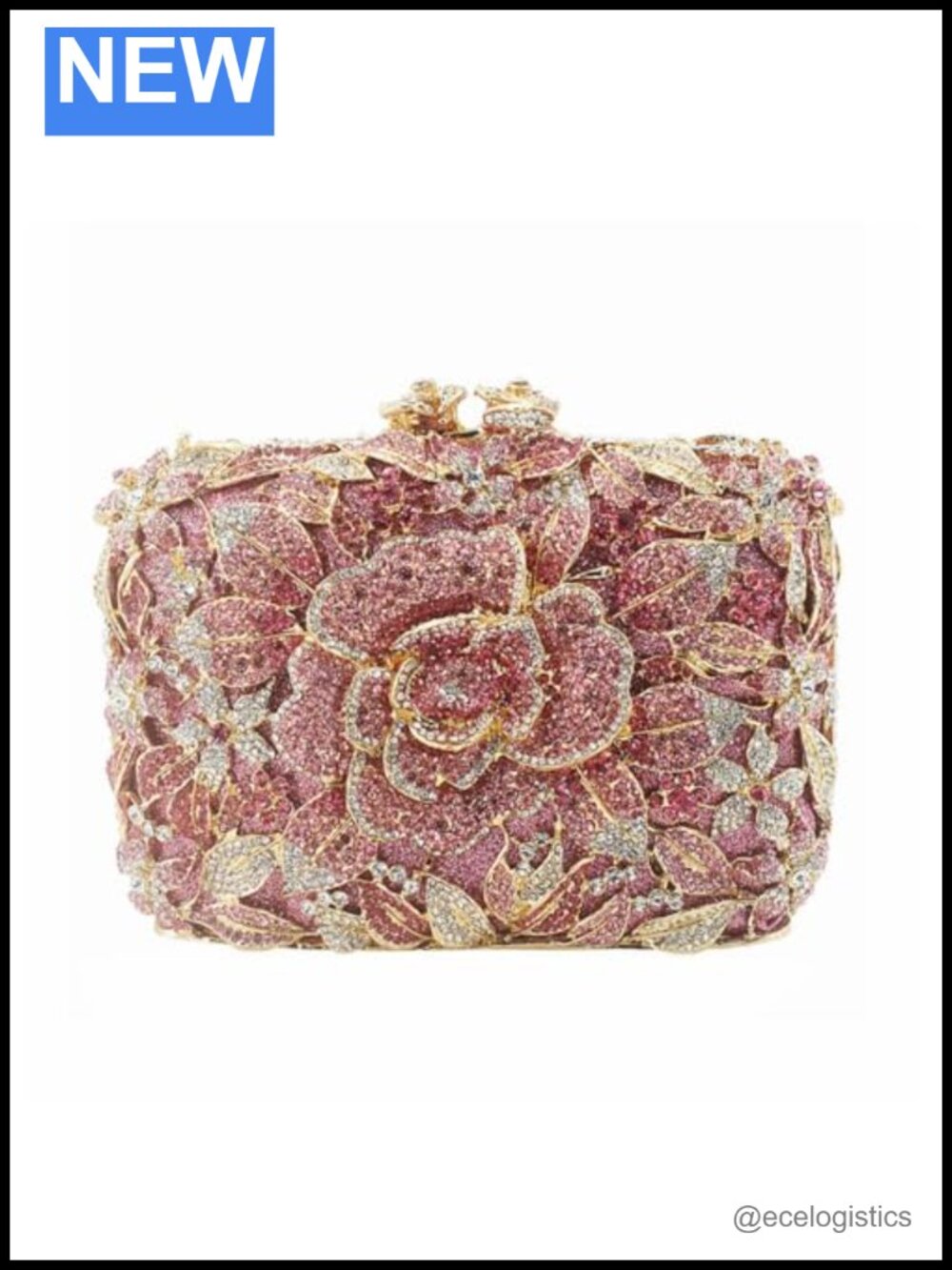 Rhinestone Crystal Clutch Evening Bag with Removable Chain